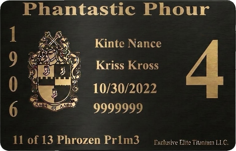 AlphaEliteXCard black metal membership card with gold engraving, back